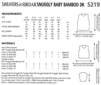 Knitting Pattern - Sirdar 5219 - Snuggly Baby Bamboo DK - Sweaters